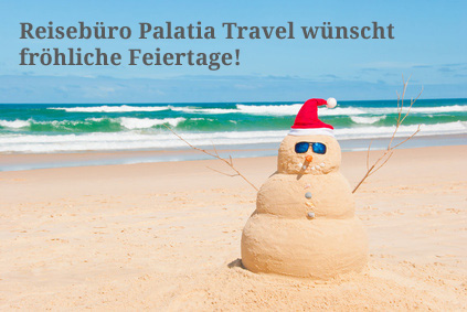 Palatia Travel wünscht schöne Feiertage! Schneemann am Strand